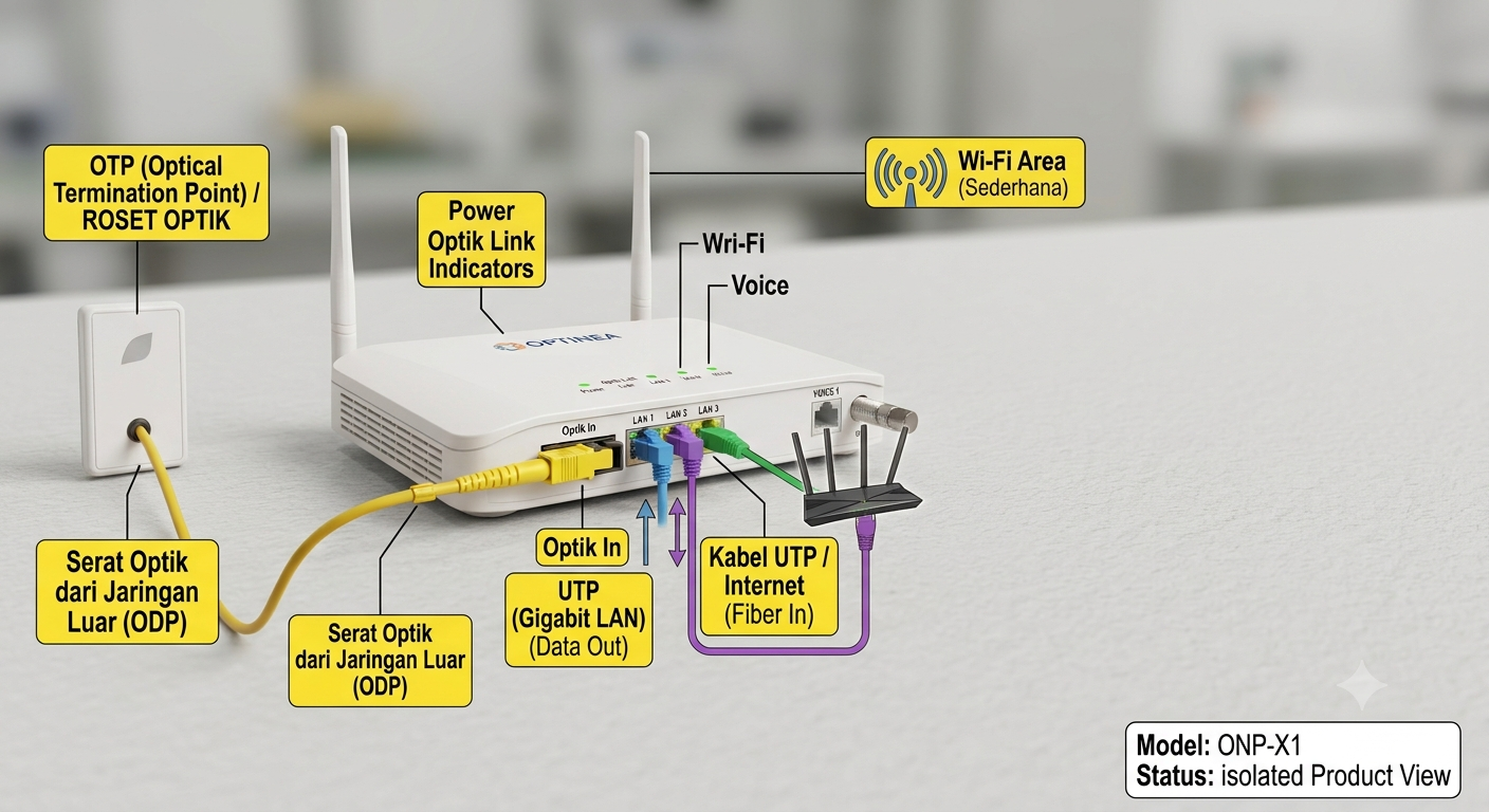 Perangkat ONT (Optical Network Terminal) di rumah pelanggan