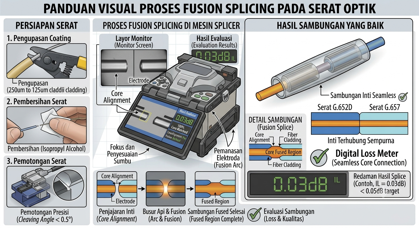 Proses Fusion Splicing serat optik